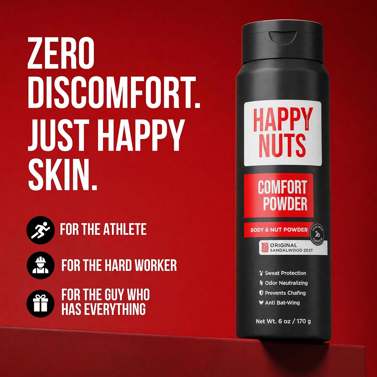 Comfort Powder Deodorant for Men: Anti-Chafing, Sweat and Odor Control for Jock Itch, Aluminum-Free, 6 Oz (1 Pack), Original Scent
